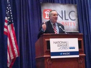 National League of Cities Service Line Warranty Program Advisor Jim Hunt, of Amazing Cities, was the Master of Ceremonies at the NLC University Awards Luncheon. The NLC University is dedicated to local leaders improving their skills.